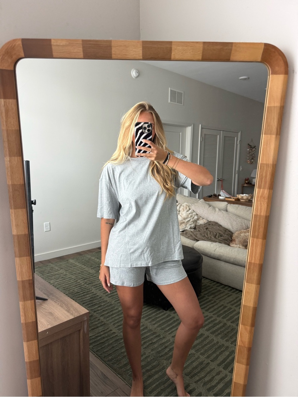 Light Gray Women's Lounge Tee & Shorts Set